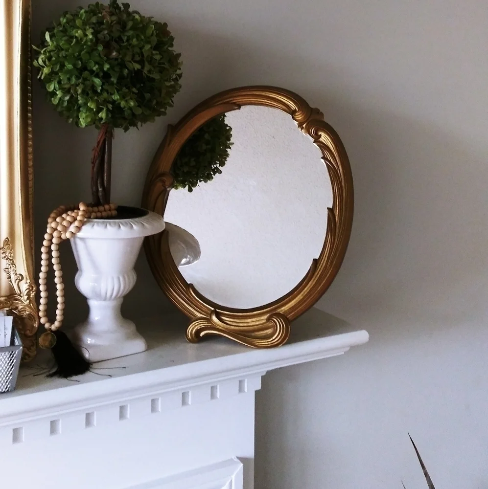 Vintage‎ Syroco wood gold mirror 1940 faux Bois
